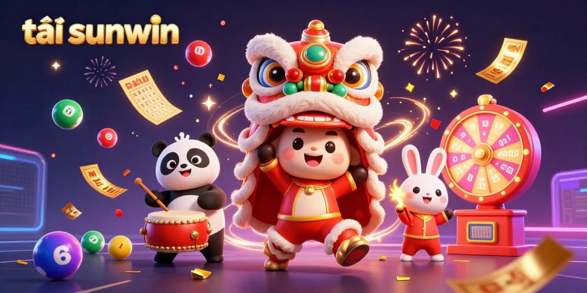 Experience the excitement with tải sunwin as vibrant lottery elements celebrate luck in an energetic scene.