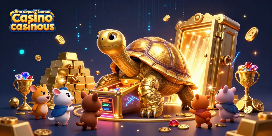 No Deposit Bonus Casino Casinous: Enjoy free gameplay with a golden tortoise and treasure-filled scene