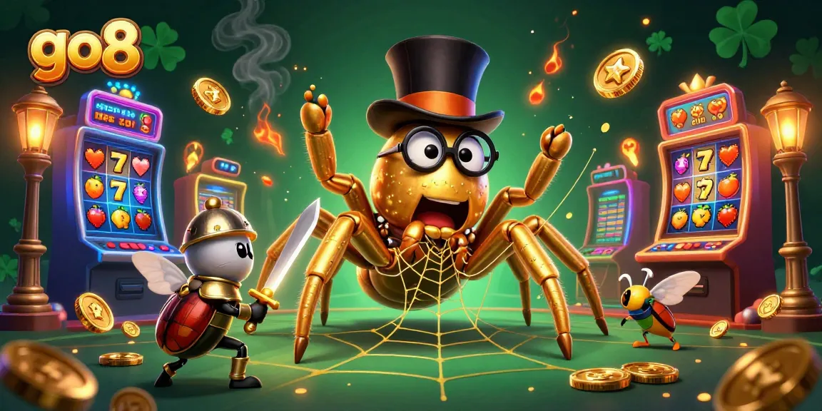 Engage with go8's thrilling casino adventures featuring a giant golden tarantula and beetle knight.