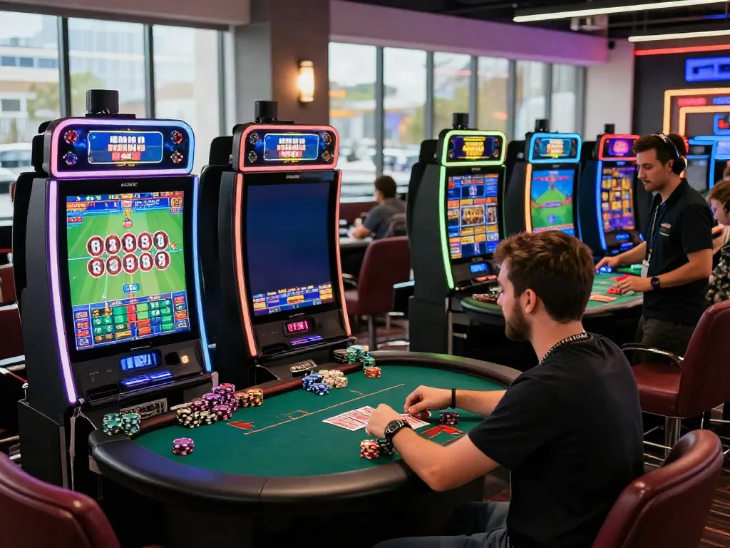Dynamic online gaming scene at SIN88 with players enjoying live casino games and sports betting