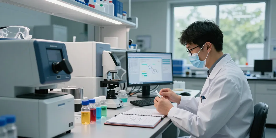 GLP-3 RT research peptide analysis in a high-tech laboratory showcasing scientific innovation and discovery.