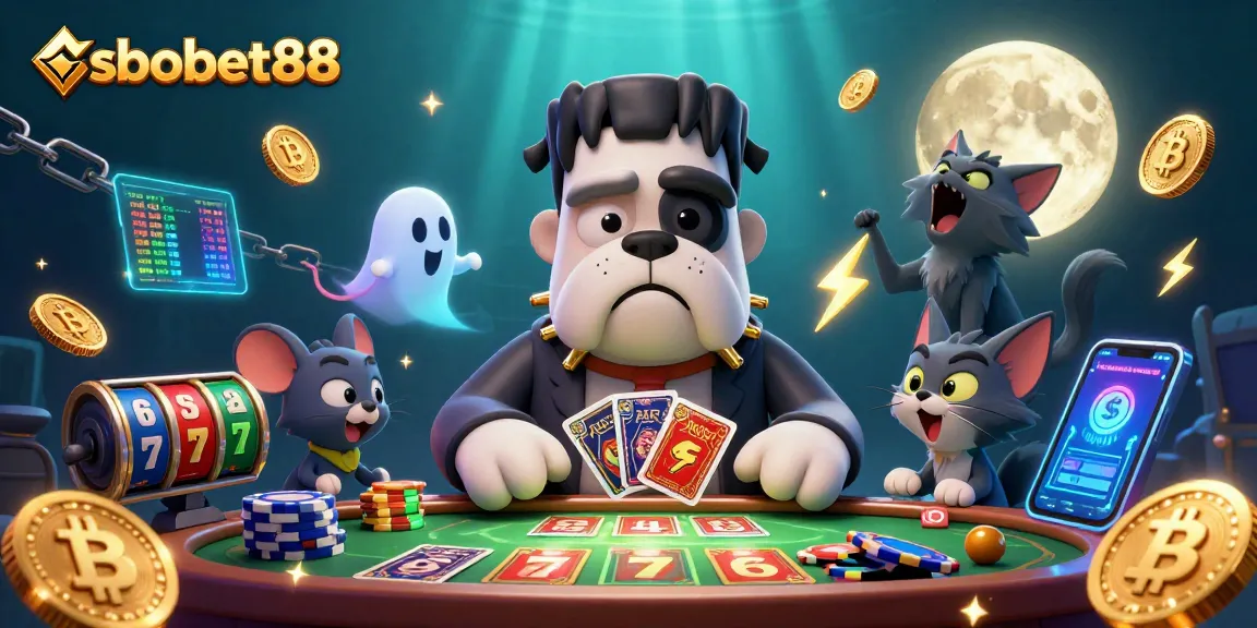 Join the fun at sbobet88 with lively characters and exciting betting scenes in a dynamic casino setting.