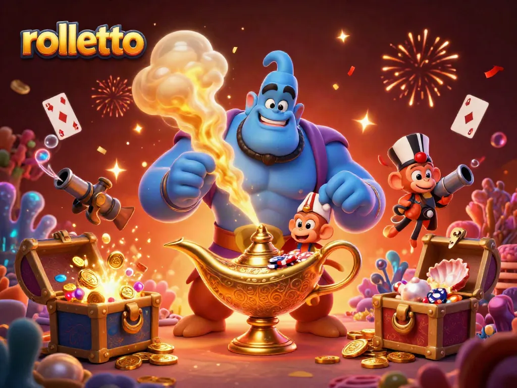Experience high-stakes gaming at Rolletto with dazzling visuals of poker chips and magic elements.