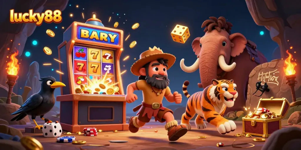 Experience the thrill of lucky88 with a vibrant 3D casino scene bursting with excitement and jackpot wins.