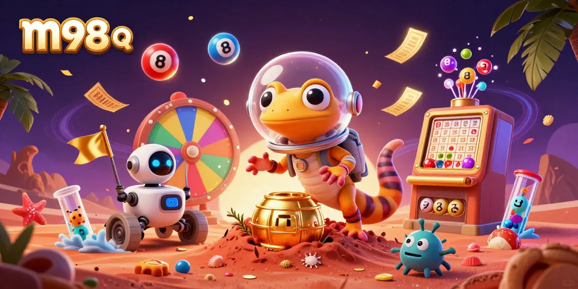 Experience m98 q gaming with a Martian gecko uncovering a treasure-filled casino on Mars.