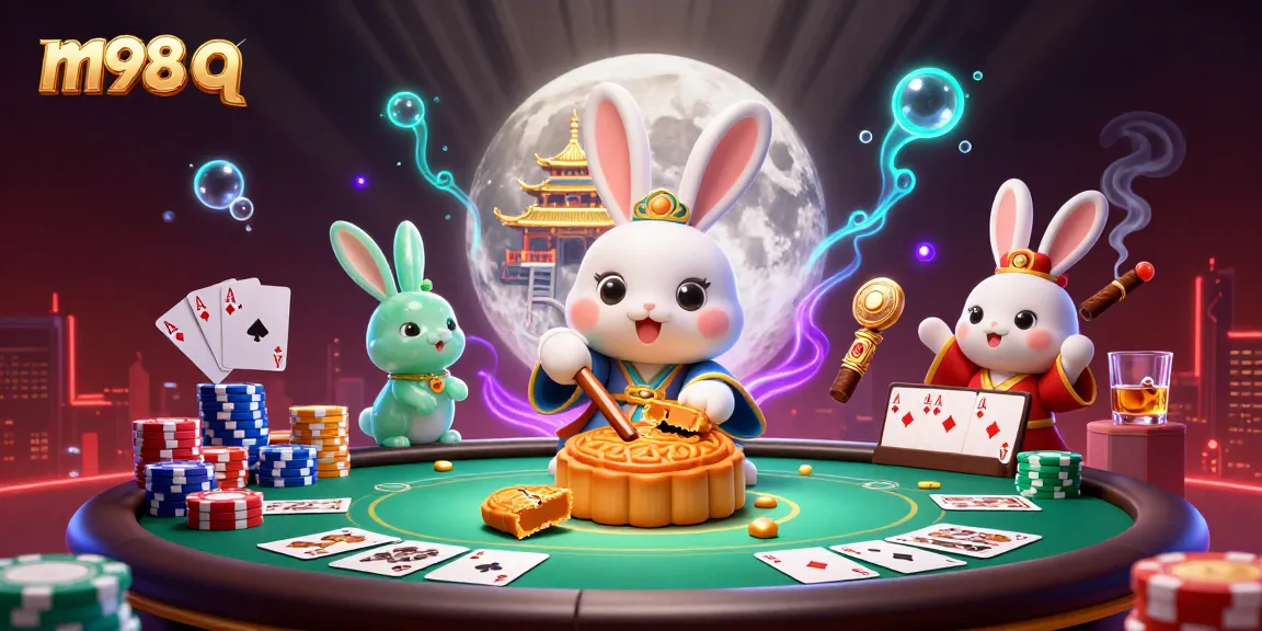 Play poker under the moon with the vibrant m98 q scene featuring the moon rabbit and poker elements.